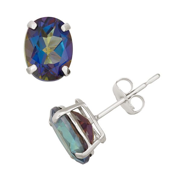 Designs by Gioelli Mystic Topaz 10k White Gold Oval Stud Earrings