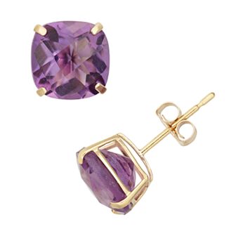Designs by Gioelli Amethyst 10k Gold Stud Earrings