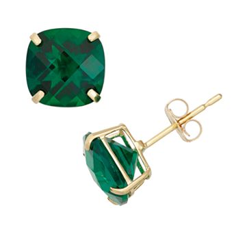 Designs by Gioelli Lab-Created Emerald 10k Gold Stud Earrings