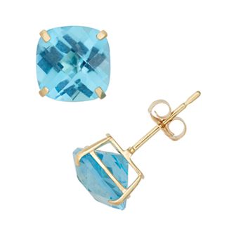 Designs by Gioelli Lab-Created Aquamarine 10k Gold Stud Earrings