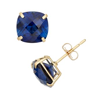 Designs by Gioelli Lab-Created Sapphire 10k Gold Stud Earrings