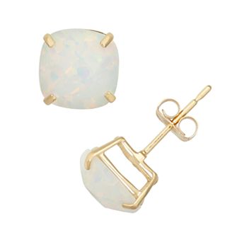 Designs by Gioelli Lab-Created Opal 10k Gold Stud Earrings
