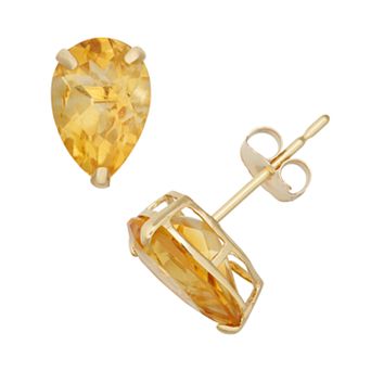 Designs by Gioelli Citrine 10k Gold Teardrop Stud Earrings