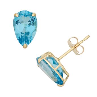 Designs by Gioelli Swiss Blue Topaz 10k Gold Teardrop Stud Earrings