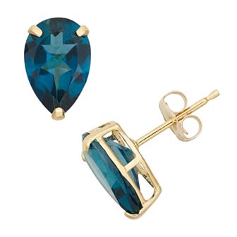 Designs by Gioelli London Blue Topaz 10k Gold Teardrop Stud Earrings