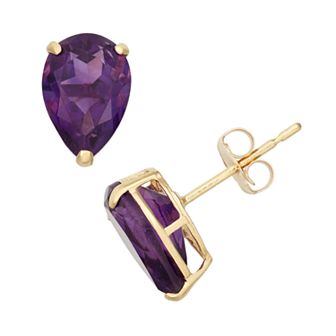 Designs by Gioelli Amethyst 10k Gold Teardrop Stud Earrings
