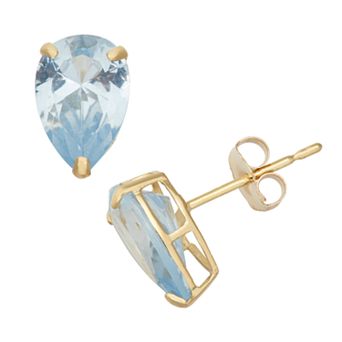 Designs by Gioelli Lab-Created Aquamarine 10k Gold Teardrop Stud Earrings