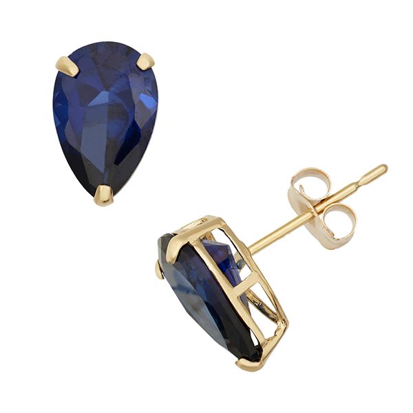 Designs by Gioelli Lab-Created Sapphire 10k Gold Teardrop Stud Earrings