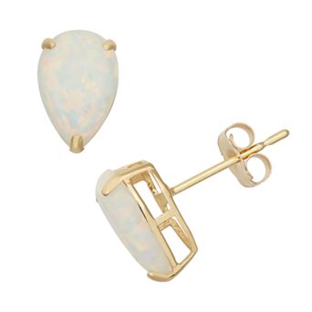 Designs by Gioelli Lab-Created Opal 10k Gold Teardrop Stud Earrings