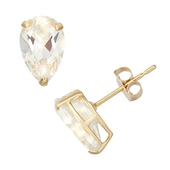 Designs by Gioelli Lab-Created White Sapphire 10k Gold Teardrop Stud Earrings
