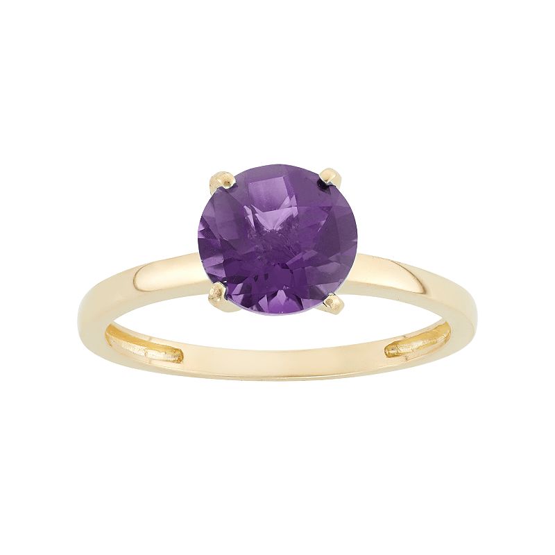 Amethyst 10k Gold Solitaire Ring, Womens, Size: 5, Purple