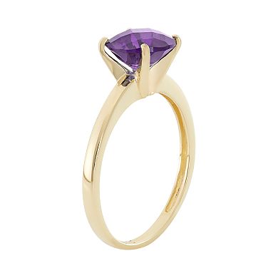 Amethyst 10k Gold Solitaire Ring