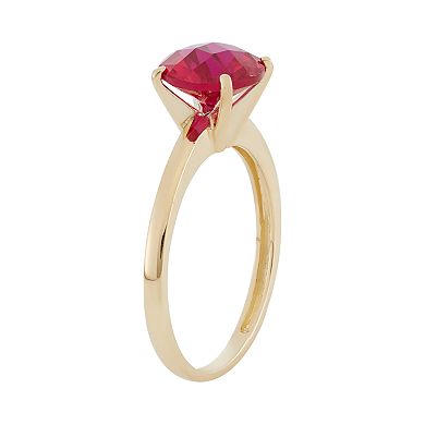 Lab-Created Ruby 10k Gold Ring