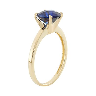 Lab-Created Sapphire 10k Gold Ring