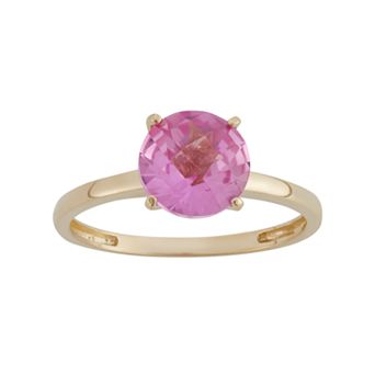 Designs by Gioelli Lab-Created Pink Sapphire 10k Gold Ring