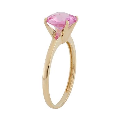 Lab-Created Pink Sapphire 10k Gold Ring