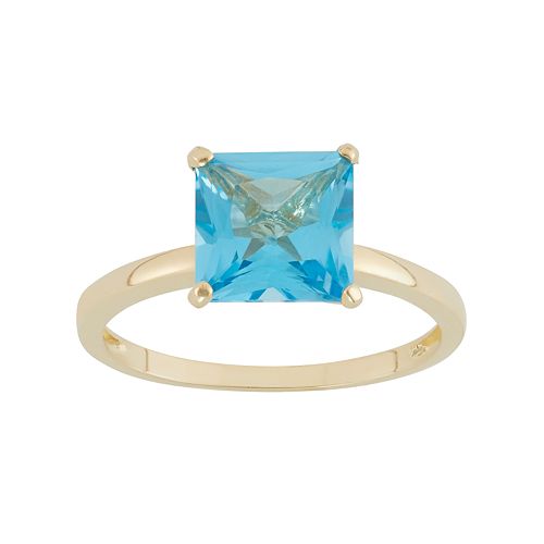 Swiss Blue Topaz 10k Gold Ring