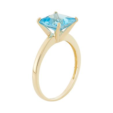 Swiss Blue Topaz 10k Gold Ring