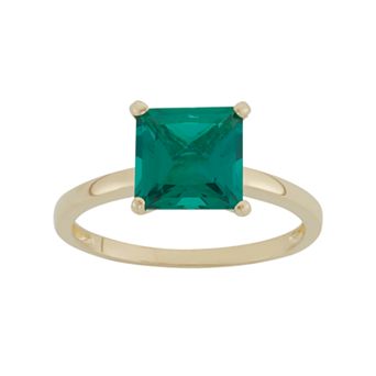Designs by Gioelli Lab-Created Emerald 10k Gold Ring