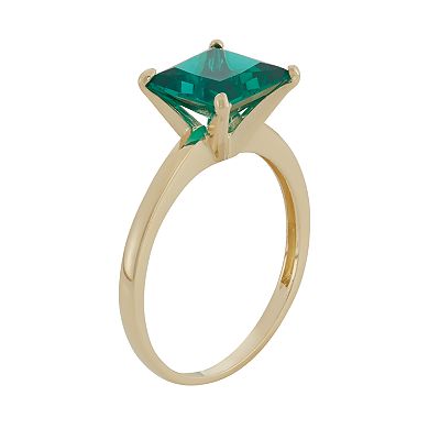 Lab-Created Emerald 10k Gold Ring