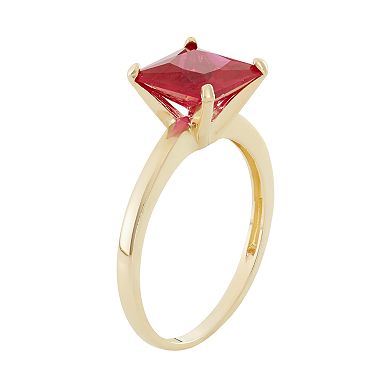 Lab-Created Ruby 10k Gold Ring