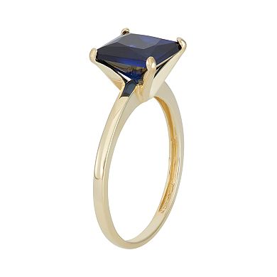 Lab-Created Sapphire 10k Gold Ring