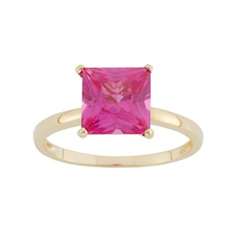 Designs by Gioelli Lab-Created Pink Sapphire 10k Gold Ring