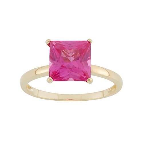 LabCreated Pink Sapphire 10k Gold Ring