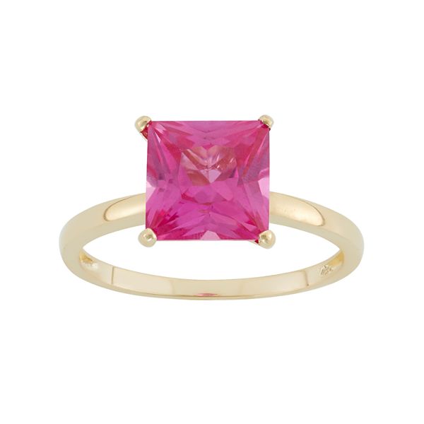 Designs by Gioelli Lab-Created Pink Sapphire 10k Gold Ring