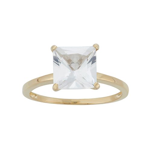 Lab-Created White Sapphire 10k Gold Ring