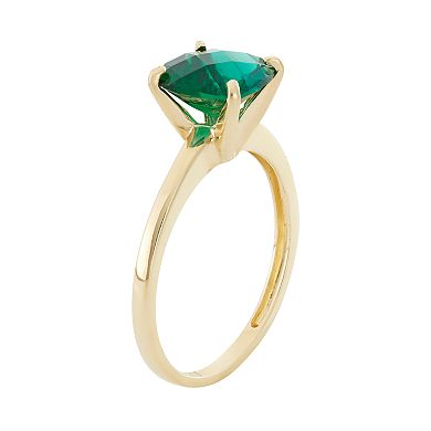 Lab-Created Emerald 10k Gold Ring