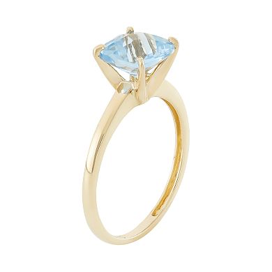 Lab-Created Aquamarine 10k Gold Ring