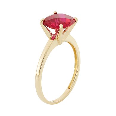 Lab-Created Ruby 10k Gold Ring