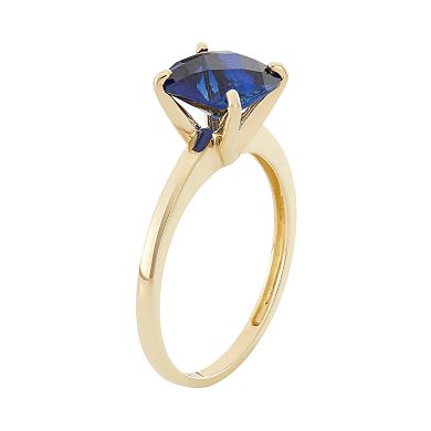 Lab-Created Sapphire 10k Gold Ring