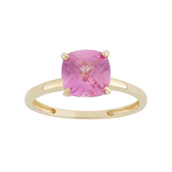 Designs by Gioelli Lab-Created Pink Sapphire 10k Gold Ring