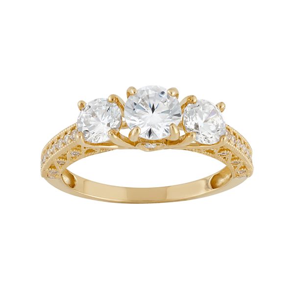 Designs by Gioelli Cubic Zirconia 3 Stone Engagement Ring in 10k Gold