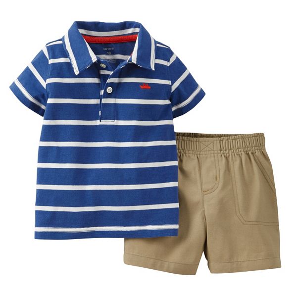 Baby Boy Carter's Striped Polo Shirt & Shorts Set