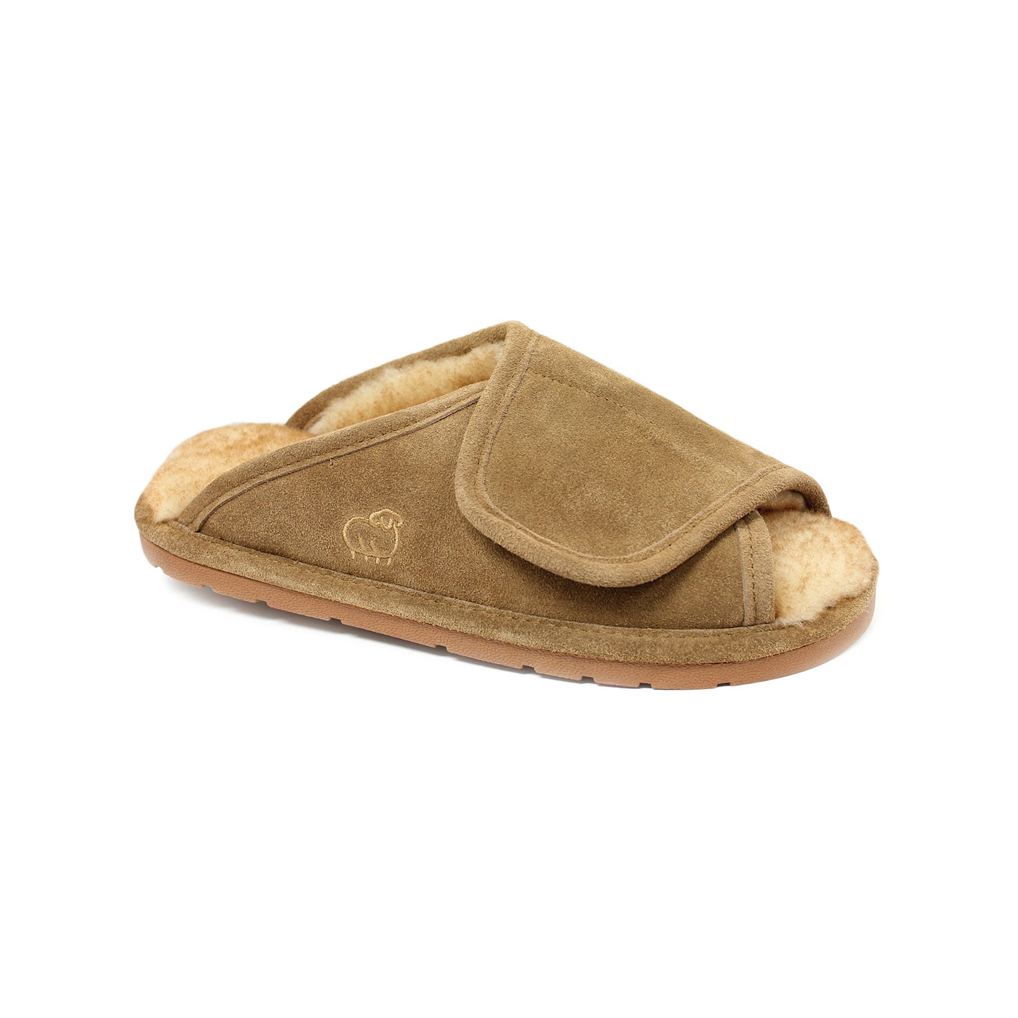 Mykos Mens Suede Merino Wool Wrap Slippers, Size: Medium, Brown