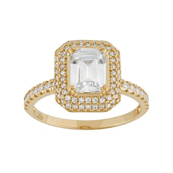Designs by Gioelli Cubic Zirconia Rectangle Halo Engagement Ring in 10k Gold