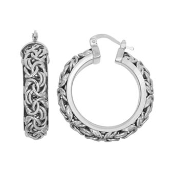 Jordan Blue Sterling Silver Byzantine Hoop Earrings