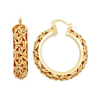 Jordan Blue 14k Gold Over Silver Byzantine Hoop Earrings