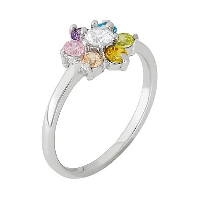 Junior Jewels Cubic Zirconia Sterling Silver Flower Ring - Kids