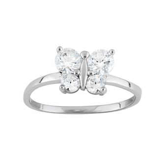 Junior Jewels Cubic Zirconia Sterling Silver Butterfly Ring - Kids