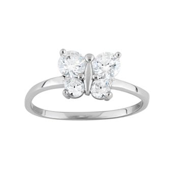 Junior Jewels Cubic Zirconia Sterling Silver Butterfly Ring - Kids
