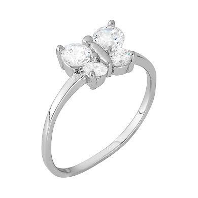 Junior Jewels Cubic Zirconia Sterling Silver Butterfly Ring - Kids