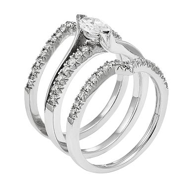 IGL Certified Diamond Marquise Engagement Ring Set in 14k White Gold (1 Carat T.W.)