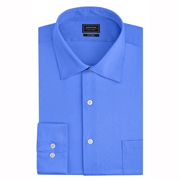 Men's Arrow Fitted No-Iron Sateen Spread-Collar Dress Shirt