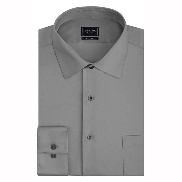 Men's Arrow Fitted No-Iron Sateen Spread-Collar Dress Shirt