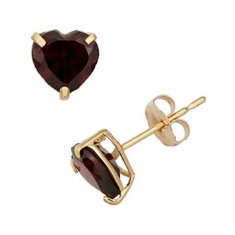 Designs by Gioelli Garnet 10k Gold Heart Stud Earrings