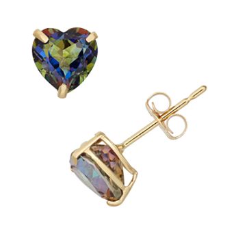 Designs by Gioelli Mystic Topaz 10k Gold Heart Stud Earrings
